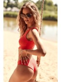 Costum de baie din două piese asimetric coral K17 - Magazin online - Boutique